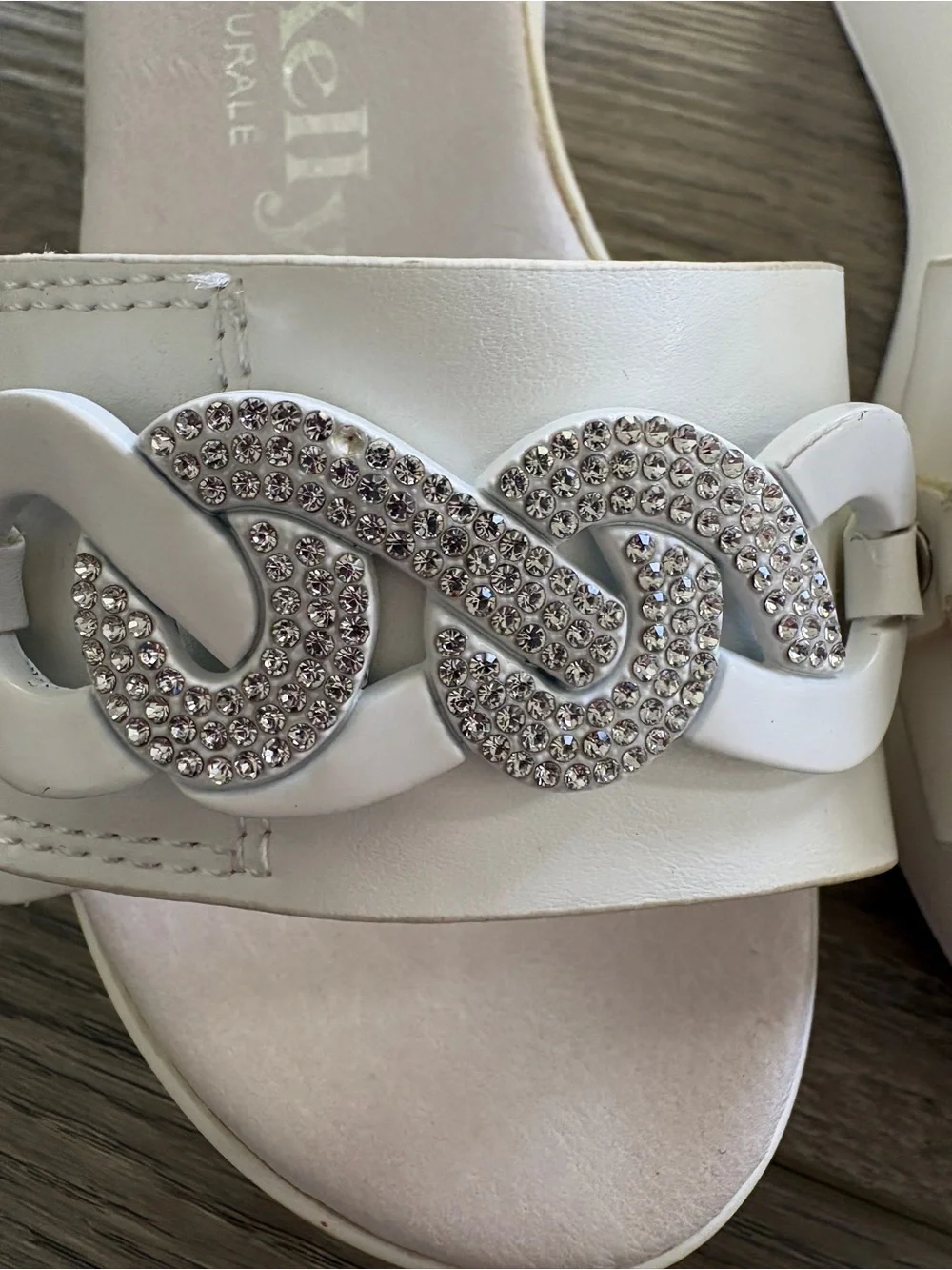 LELLI KELLY white iris platform rhinestone Velcro sandals size 32 euro / 1